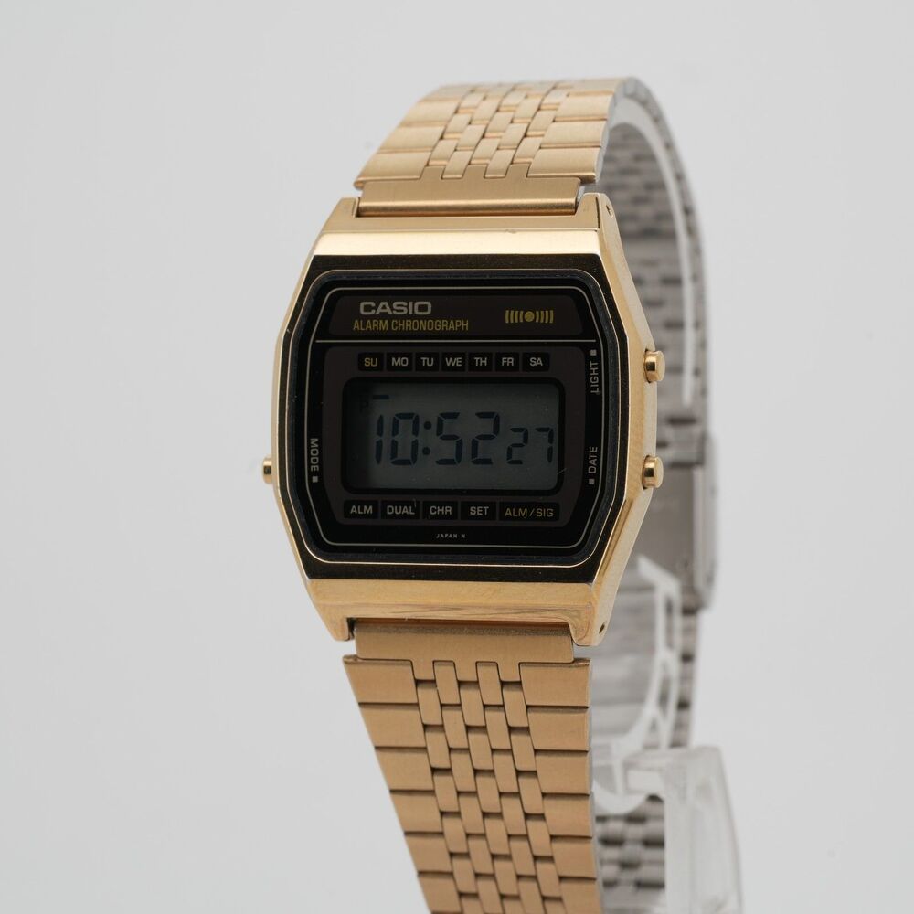 Vintage Casio 1980s A661G Slim Gold Digital Watch Module 237 Alarm Chronograph